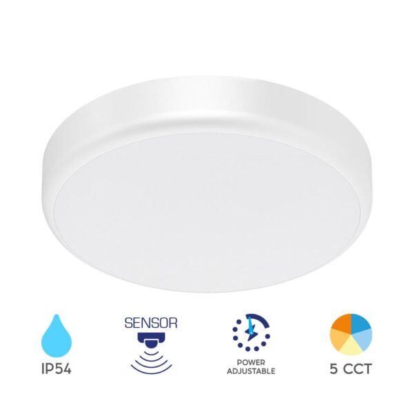 LED Aufbauleuchte | Rund | 20W (280mm) | 2000 Lumen | IP54 | Sensor